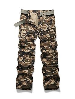 Mens Cargo Multi Pocket Military Camo Combat Work Relaxed-Fit Pants