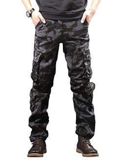 Mens Cargo Multi Pocket Military Camo Combat Work Relaxed-Fit Pants