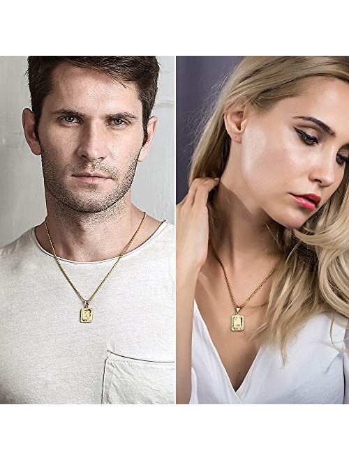 Trendsmax Initial Letter Pendant Necklace Mens Womens Capital Letter Yellow Gold Plated A Z Stainless Steel Box Chain 22inch
