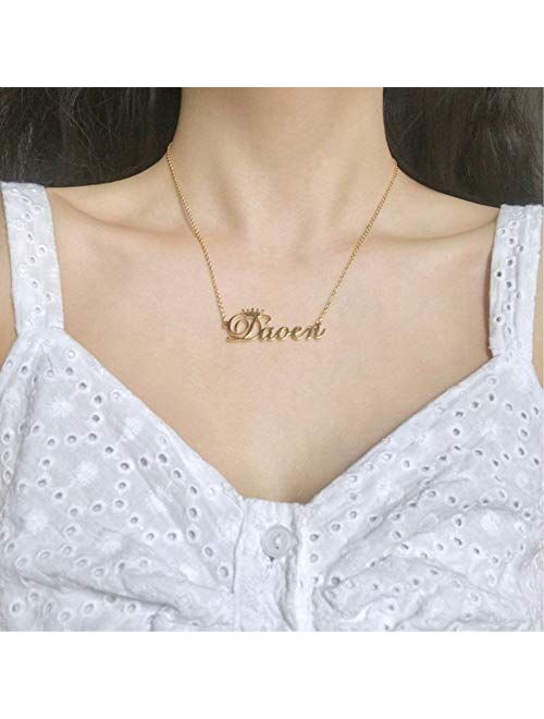 Novgarden Name Necklace Personalized, 18K Gold Plated Custom Name Necklace Nameplate Pendant Jewelry Gift for Women, Girls