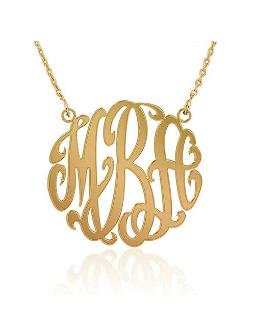 Joelle Monogram Necklace Sterling Silver Custom Any Initial Name Necklace for Women Girls