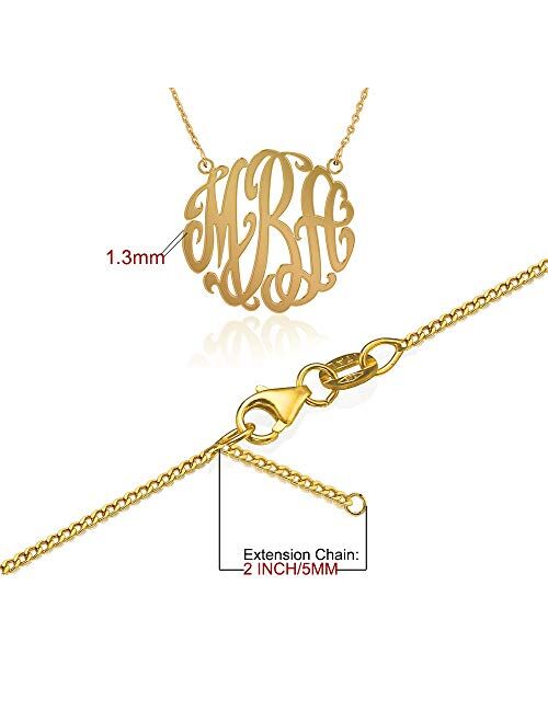 Joelle Monogram Necklace Sterling Silver Custom Any Initial Name Necklace for Women Girls