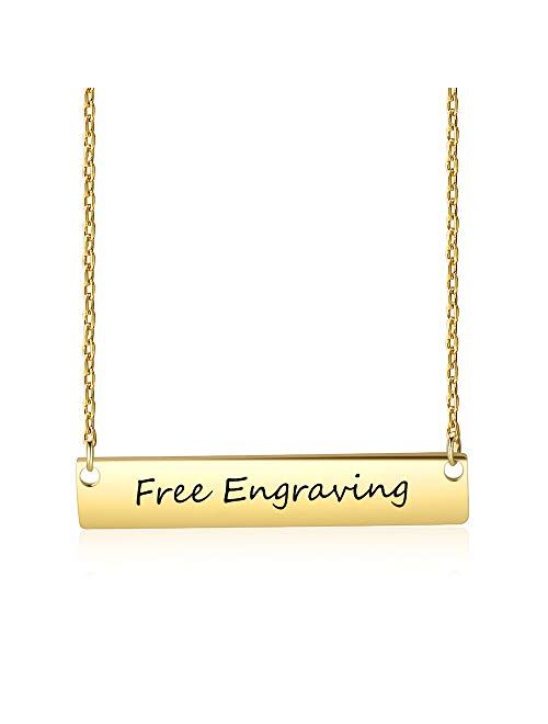 Personalized Necklace Horizontal Bar Necklace Stainless Steel Custom Name Necklace BFF Necklace for Wedding Bridesmaid