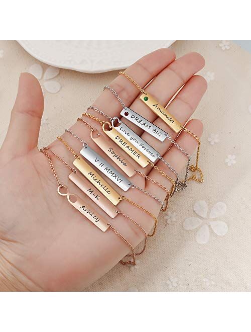Personalized Necklace Horizontal Bar Necklace Stainless Steel Custom Name Necklace BFF Necklace for Wedding Bridesmaid
