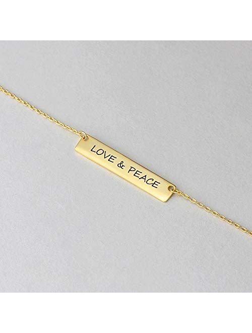 Personalized Necklace Horizontal Bar Necklace Stainless Steel Custom Name Necklace BFF Necklace for Wedding Bridesmaid