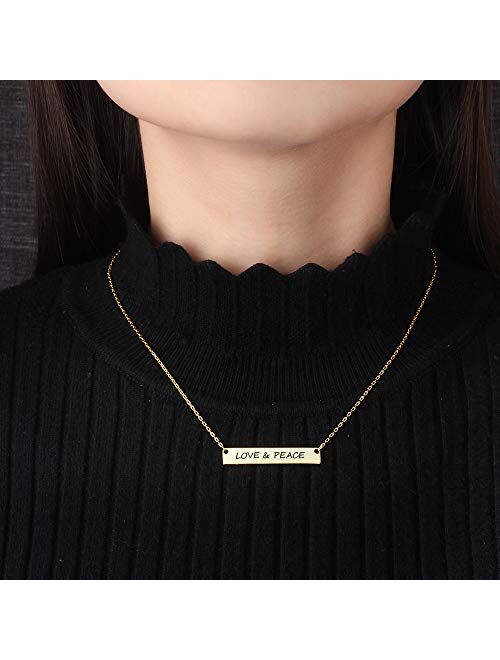 Personalized Necklace Horizontal Bar Necklace Stainless Steel Custom Name Necklace BFF Necklace for Wedding Bridesmaid