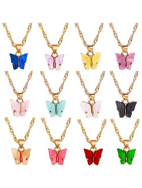 Nanafast Butterfly Pendant Necklace for Women & Girls Acrylic Necklace with Gold-Plated