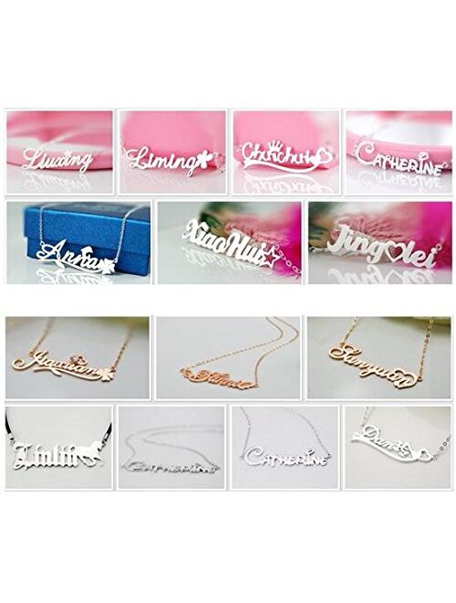 HUAN XUN Custom Name Necklace Personalized Initial Necklaces in Golden Silver
