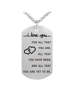 I Love You for All That You are Pendant Necklace with Key Ring Amazing Handmade Gift