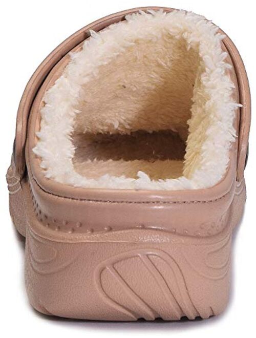 Men's Women's Lined Clogs Waterproof Winter House Slippers Warm Fuzzy Anti-Slip Garden Shoes Indoor Outdoor Mules