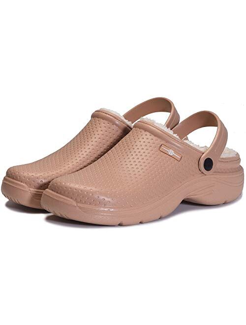 Men's Women's Lined Clogs Waterproof Winter House Slippers Warm Fuzzy Anti-Slip Garden Shoes Indoor Outdoor Mules