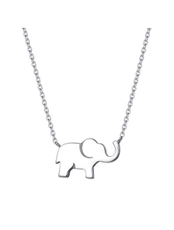 FANCIME White/Yellow/Rose Gold Plated 925 Sterling Silver High Polished Cute Mini Small Lucky Elephant Family Dainty Pendant Necklace For Women Girls, 16" + 2" Extender