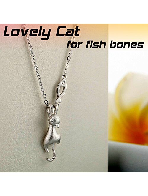 ZowBinBin Cat Necklace - Naughty Cute Lucky Cat Pendant Necklace, 18K White Gold Plated Sterling Silver Cat Pendant for Women, Fashion Cat jewelry Necklace Great Gifts fo