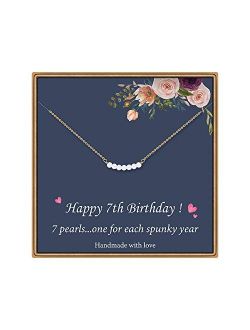 Birthday Gifts for Girls Necklace - Pearl Pendant Necklace for 7th 8th 9th 10th 11th 12th 13th 14th 15th 16th 21st 25th 30th Sweet Teen Girl Gifts Happy Birthday Gifts fo