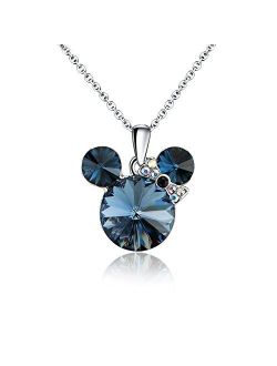 HERAYLI Lucky Mickey Mouse Pendant Necklace for Women/Girls,Made with Swarovski Crystal Necklace Jewelry Gift