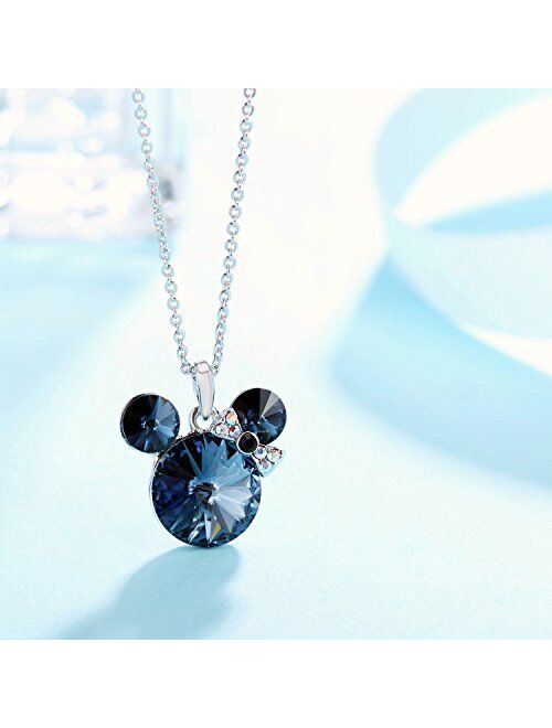 HERAYLI Lucky Mickey Mouse Pendant Necklace for Women/Girls,Made with Swarovski Crystal Necklace Jewelry Gift
