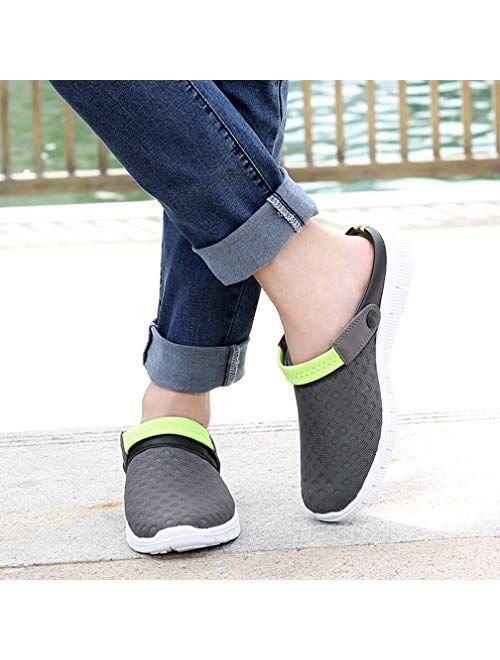 Hsyooes Mens Womens Mules & Clogs Garden Shoes Summer Breathable Mesh Slippers Non-Slip Outdoor Beach Sandals Unisex
