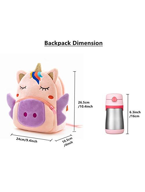 Cute Toddler Backpack Toddler Bag Plush Animal Cartoon Mini Travel Bag for Baby Girl Boy 2-6 Years