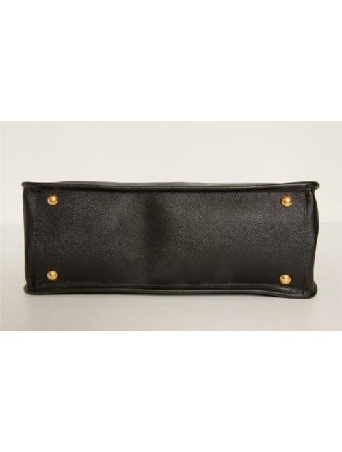PRADA Black Saffiano Leather Gold Frame Double-Zip Large Tote Bag Handbag Purse