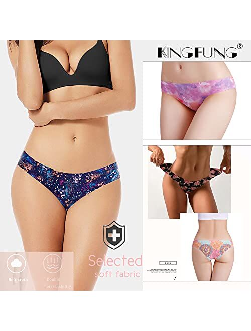 Kingfung Womens Seamless Underwear Bikini Nylon Spandex Women's Panties