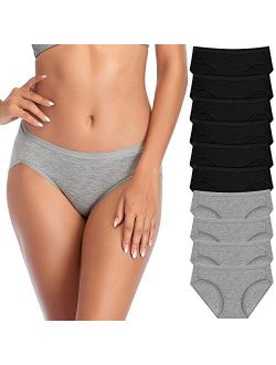 CULAYII Women's Cotton Bikini Panties, High-Cut Full Coverage Stretch Cool Underwear for Women