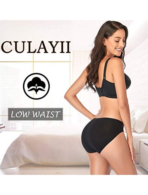 CULAYII Women's Cotton Bikini Panties, High-Cut Full Coverage Stretch Cool Underwear for Women