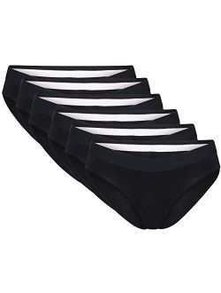 DANISH ENDURANCE Womens Organic Cotton Stretch Bikini Panties 6-Pack, OEKO-TEX standard, Black, Blue, Grey Underwear