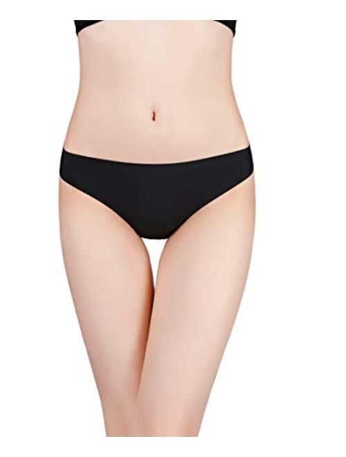 LittleLuck Women's Thongs Breathable Panties Ice Silk Seamless Sexy G-String Underwear 7 Pack