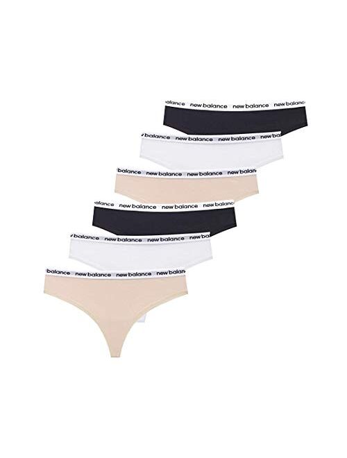 New Balance Women's Premium Performance Thong with Logo Printed Elastic Waistband, 3 or 6 Pack