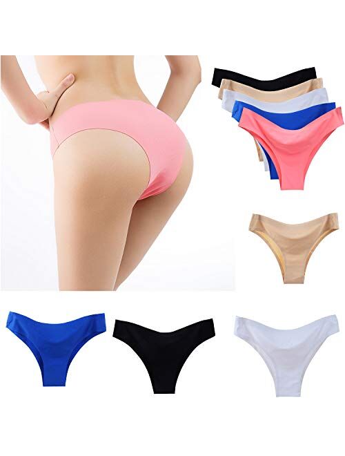 Vresqi Underwear Women Hipster Seamless Invisible Bikini Half Back Coverage Panties 5 Pack