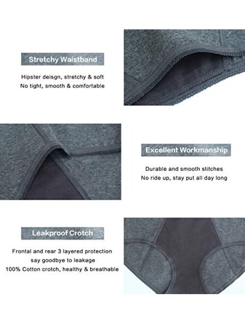 TUTUESTHER Women Period Panties Leakproof Underwear for Heavy Flow Menstrual Cycle Hipster for Teens