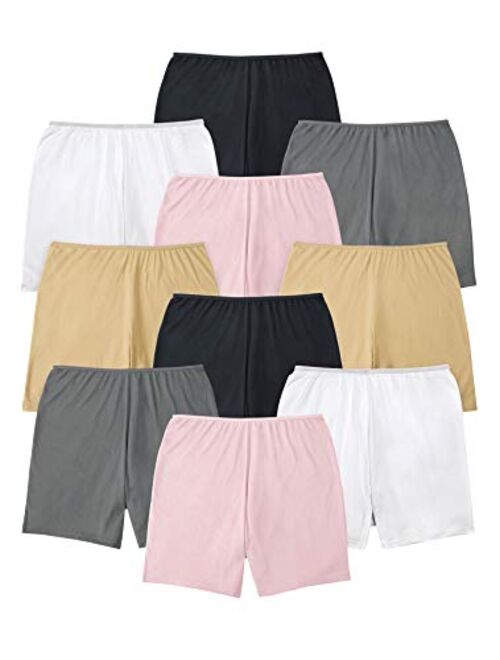 Comfort Choice Women's Plus Size 10-Pack Cotton Boyshort Underwear