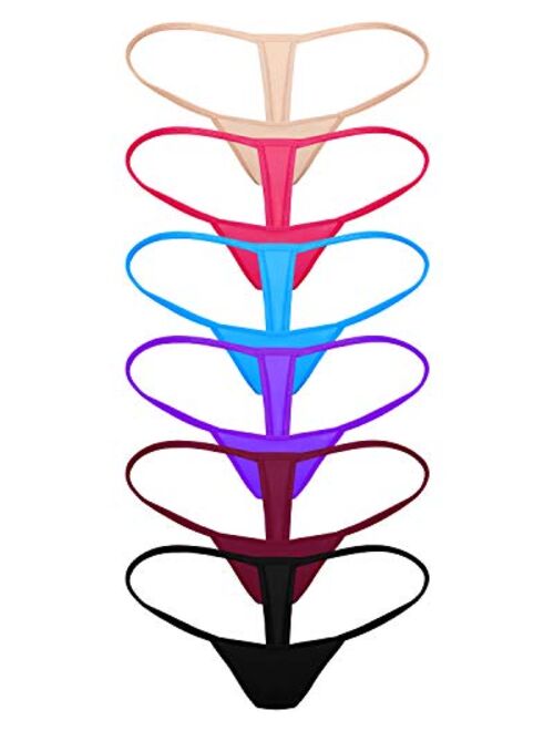 Sunm boutique Women's Low Rise Micro Back G-String Thong Panty UnderwearPack of 6