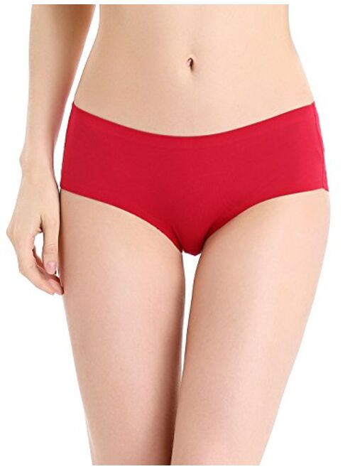 LIQQY Women's 3 Pack Cotton Lace Coverage Seamless Brief Panty Underwear