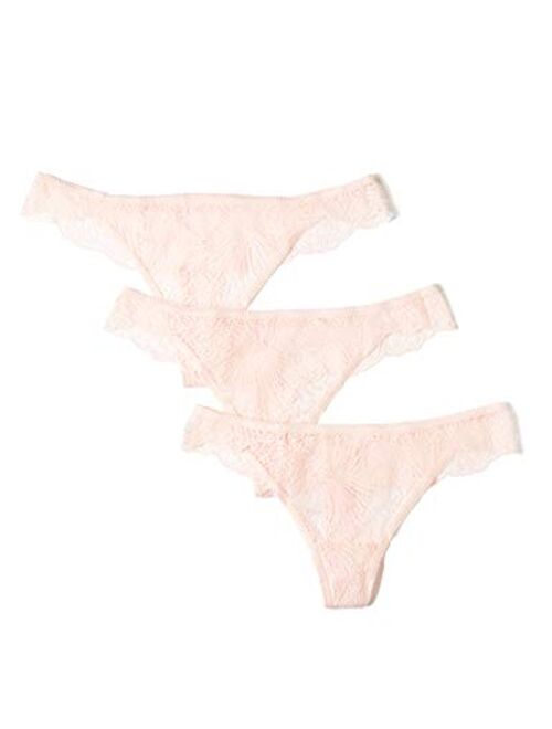 Iris /& Lilly Womens Womens Soft Lace Thong Pack of 2 Thong Panties