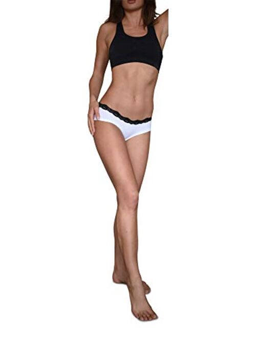 Sexy Basics Womens Lace Underwear Hipster Panties Cotton-Spandex/Ultra-Soft Cotton Stretch Underwear- 10 Pack