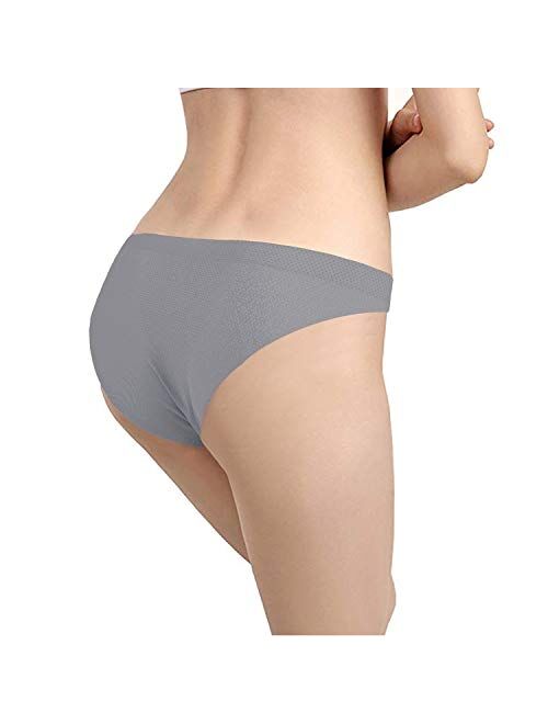 Dlala 7 Pack Women Seamless Underwear No Show Breathable Soft Stretch Bikini Panties