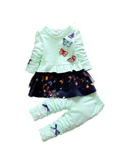 Infant Little Baby Girls Clothing Set 2 Pieces Set Long Sleeve T Shirt and Skirt Pants