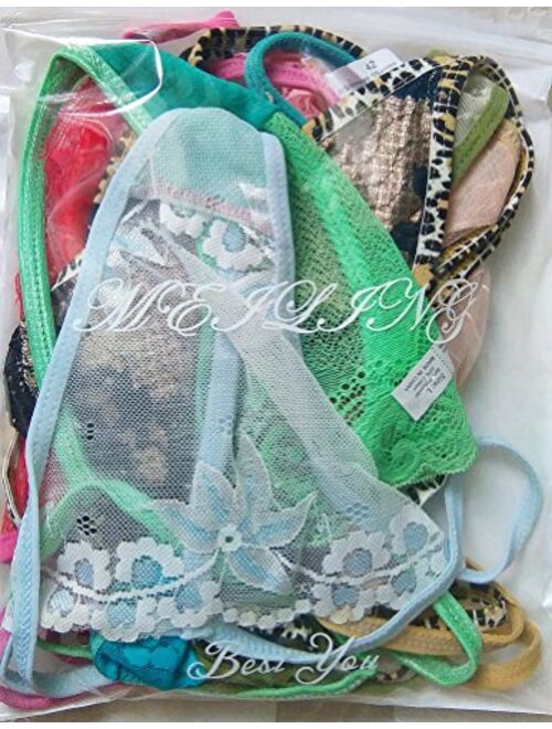 Bestyou Pack of 10 Sheer Lace G-String Sexy Lingerie T-Back Thongs Panties Underwears Assorted Color