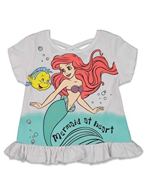 Disney Little Mermaid Girls T-Shirt and Bike Shorts Set with Back Bow