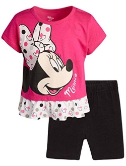 Girls 2 Piece T-Shirt Knit Short Set: Minnie Mouse & Pooh Bear (Infant, Toddler, Little Girls)