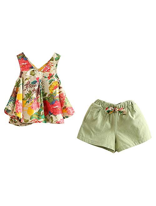 Mud Kingdom Girls Outfits Holiday Shorts and Tops Floral Clothes Set