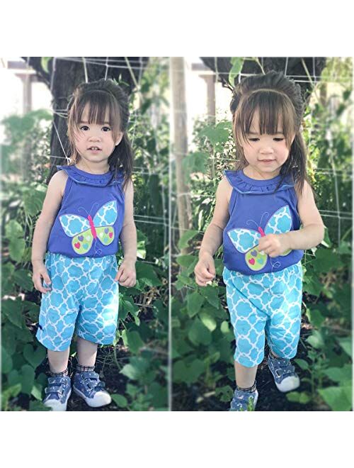 Little Bitty Girls Summer Clothes Toddler Girl Short Sets Cotton Clothing Ruffle Tops + Shorts Pants Outfits 2 Pcs