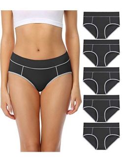 wirarpa Women's Cotton Stretch Underwear Comfy Mid Waisted Briefs Ladies Breathable Panties Multipack