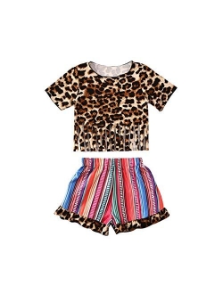 Toddler Baby Girl Outfits Clothes Baseball Sister Print Short Sleeve T-Shirt Tops + Tassel Floral Short Pant Set