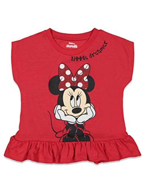 Disney Minnie Mouse Girls Peplum Short Sleeve Top and Leggings Set