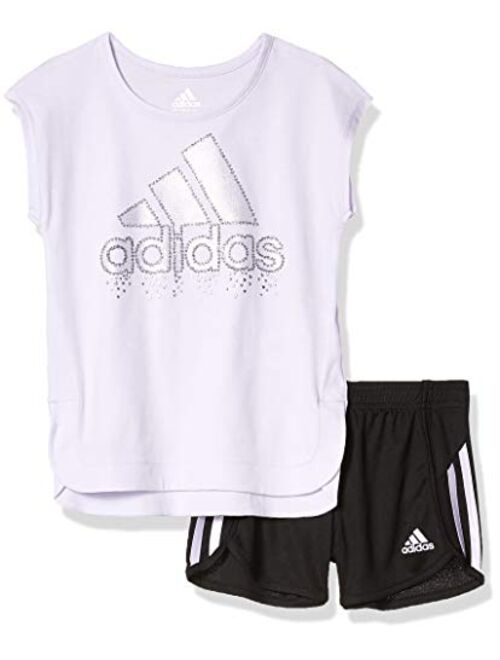 adidas Girls Sleeve Tee & Sport Short Clothing Set