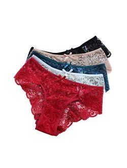 Wetopkim Sexy Lace Underwear Panties Floral Lace Briefs Everyday Underwear Pack of 5