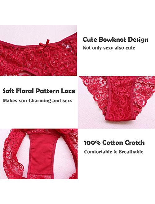 Wetopkim Sexy Lace Underwear Panties Floral Lace Briefs Everyday Underwear Pack of 5