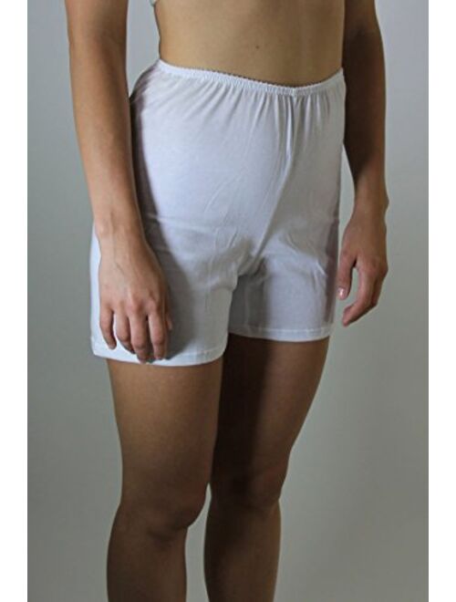 Underworks USA Women's 100% Cotton Cuff Leg 5-inch Inseam Bloomers Pettipants 3-Pack